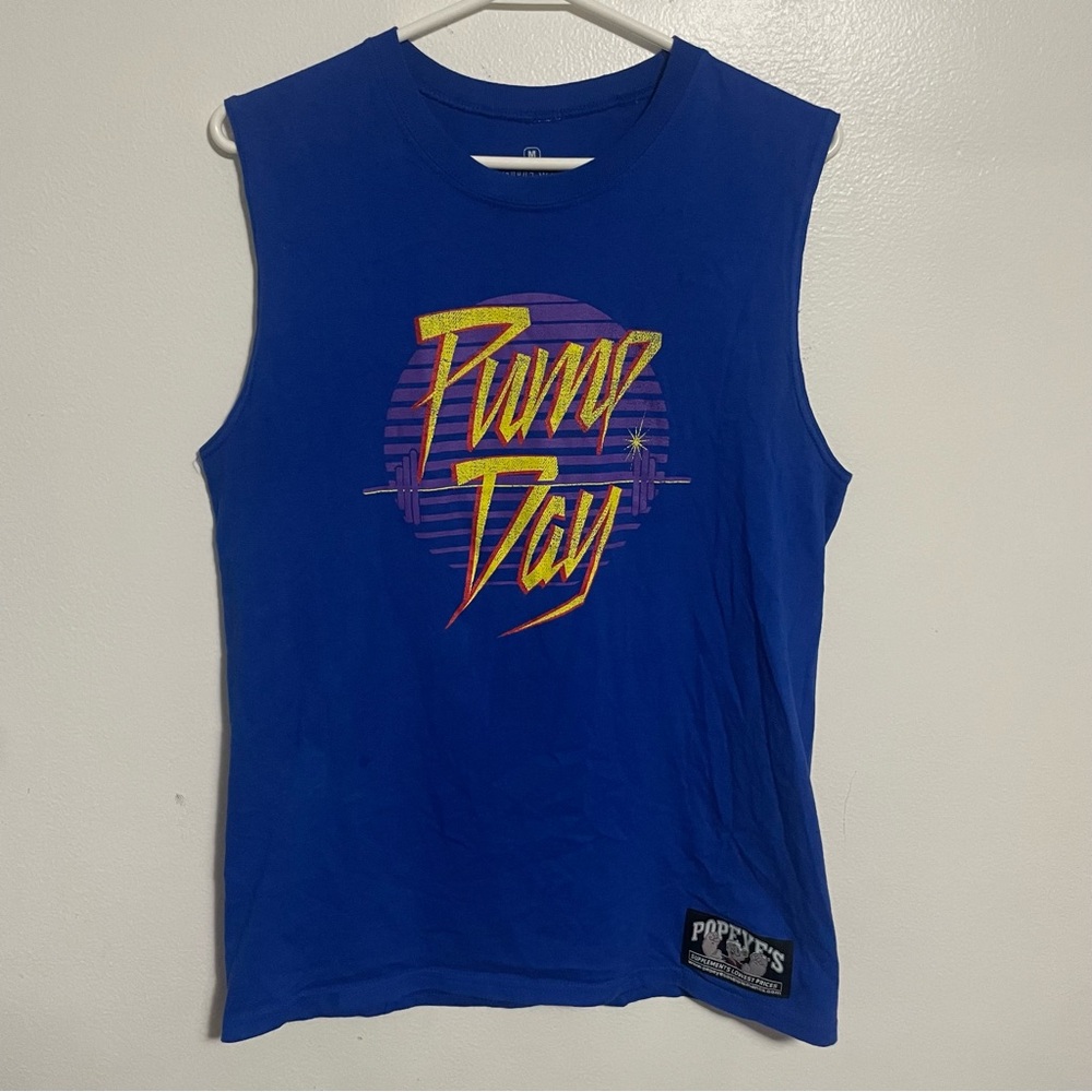Pump Day Popeye’s Muscle Tank Top Workout T-Shirt Size Medium
